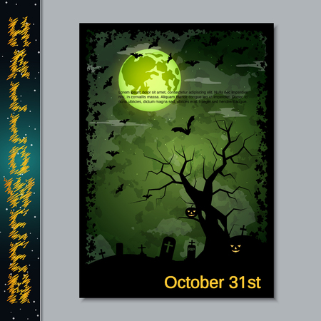 Halloween scary night flyer vector design templateのイラスト素材