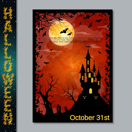 Halloween scary night flyer vector design templateのイラスト素材