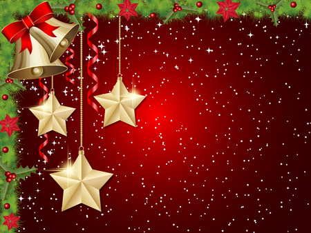 Merry Christmas and Happy New Year red vector background with winter decorのイラスト素材