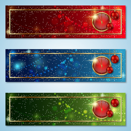 Christmas and New Year colorful vector banners templates collectionのイラスト素材