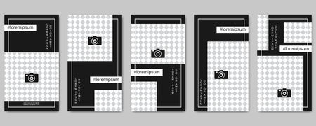 Trendy social network stories editable vector templates collection. Web application background for...