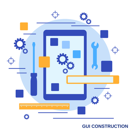 GUI construction, application development flat design style vector concept illustrationのイラスト素材