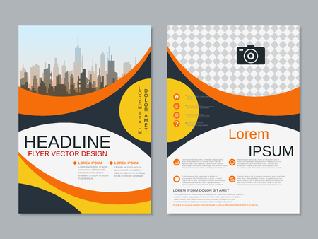 Modern business two-sided flyer, booklet, brochure cover vector design templateのイラスト素材