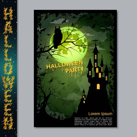 Halloween night flyer, booklet,  poster, invitation card vector design templateのイラスト素材
