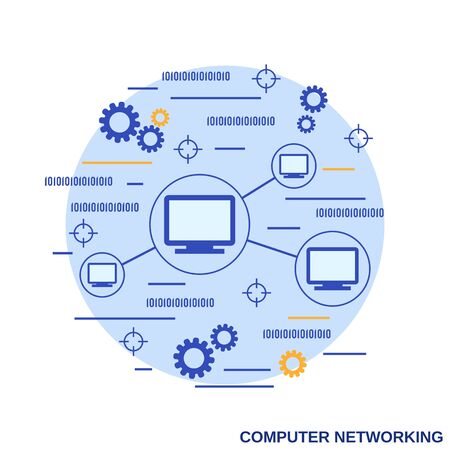 Computer network flat design style vector concept illustrationのイラスト素材