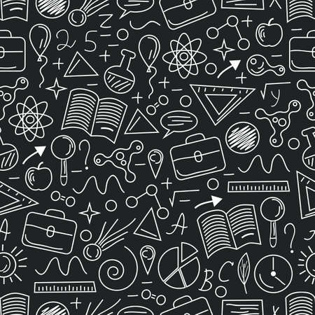 Education thin line art style seamless vector backgroundのイラスト素材