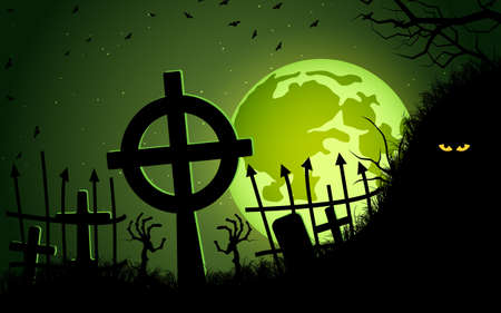 Halloween scary night vector backgroundのイラスト素材