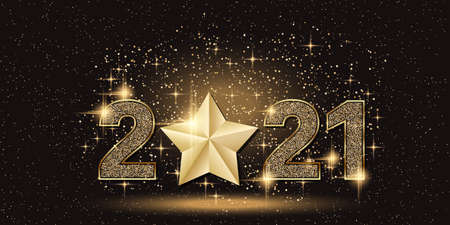 Christmas and New Year 2021 background with stars and glitter effect