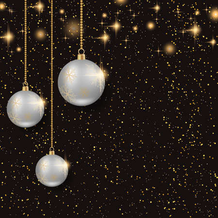 Christmas and New Year background with golden stars,  snowflakes, and winter decorのイラスト素材