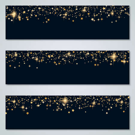 Christmas and New Year black luxury vector banners collectionのイラスト素材