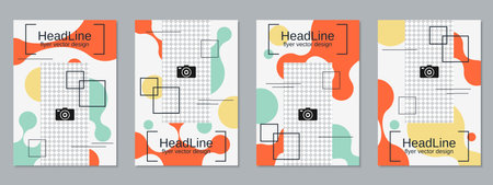 Modern geometric style trendy business flyer, booklet, brochure cover vector design templates...