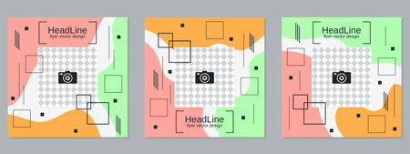 Square geometric style flyer, banner, booklet, brochure cover vector templates collection