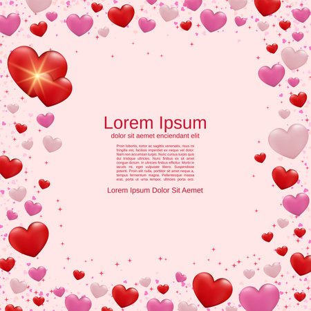 Valentine's Day pink vector background with colorful heartsのイラスト素材