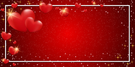 Valentine's Day red blurred vector background with hearts and light effectsのイラスト素材