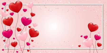 Valentine's Day pink vector background with colorful heartsのイラスト素材