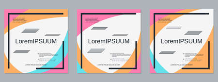 Square geometric style flyer, banner, booklet, brochure cover vector templates collectionのイラスト素材