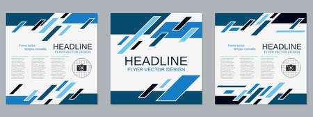 Square geometric style flyer, banner, booklet, brochure cover vector templates collectionのイラスト素材