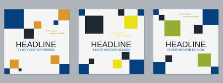 Square geometric style flyer, banner, booklet, brochure cover vector templates collectionのイラスト素材