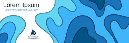 Abstract style 3d paper cut vector banner templateのイラスト素材