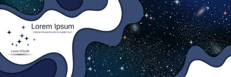 Abstract style 3d paper cut night sky vector backgroundのイラスト素材