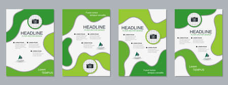 Modern 3d paper cut style trendy business flyer, booklet, brochure cover vector design templates collection. A4 formatのイラスト素材