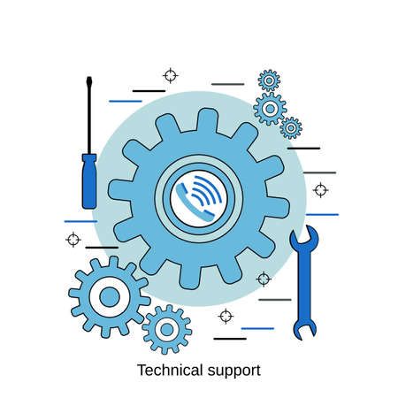Online technical support flat design  style vector concept illustrationのイラスト素材