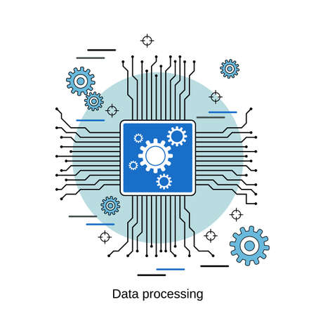 Data processing, information computing flat design style vector concept illustrationのイラスト素材