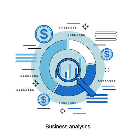 Business analytics, financial report flat design style vector concept illustrationのイラスト素材