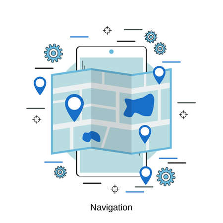 Navigation flat design style vector concept illustrationのイラスト素材