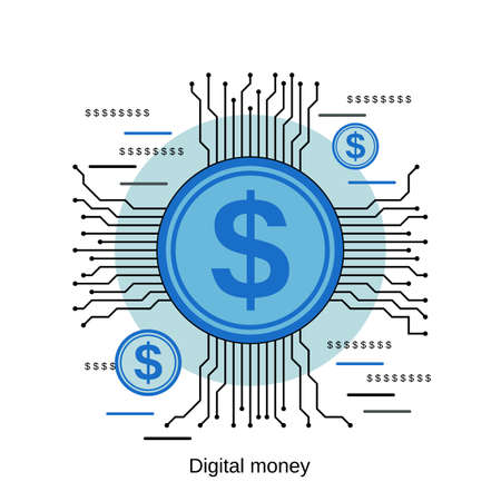 Digital money flat design style vector concept illustrationのイラスト素材