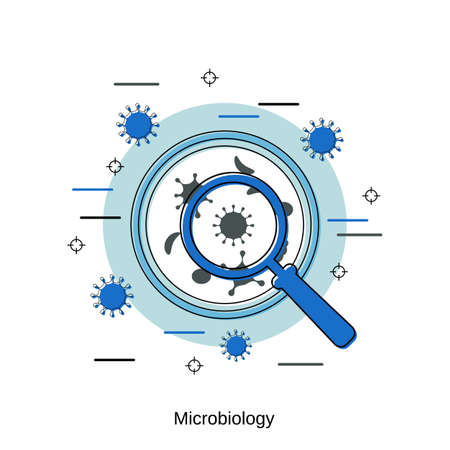 Microbiology, science research flat design style vector concept illustrationのイラスト素材