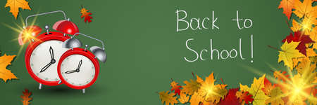 Back to school, education autumn style vector banner templateのイラスト素材