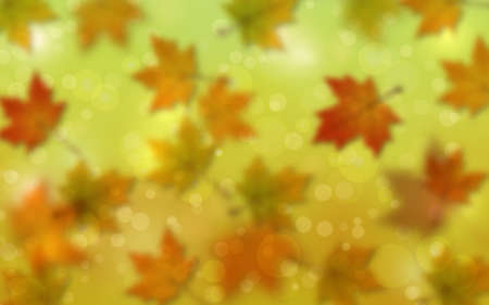Autumn style blurred vector background with bokeh effect and colorful leavesのイラスト素材