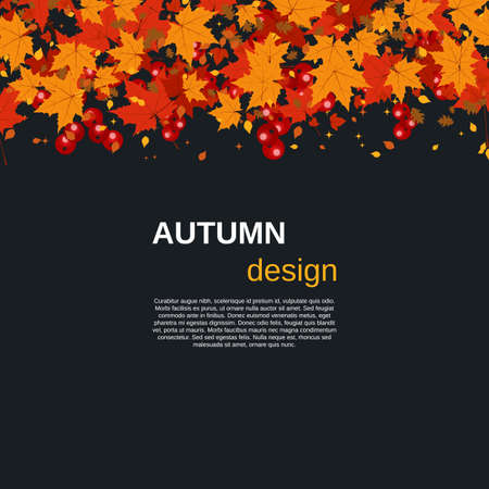 Autumn style black vector background with colorful leavesのイラスト素材