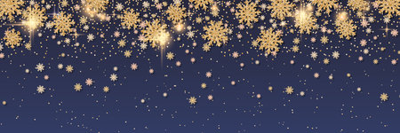 Christmas and New Year vector background with stars, snowflakes and winter decor. Horizontal banner design templateのイラスト素材
