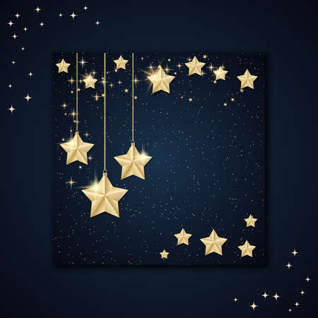 Christmas and New Year retro style vector illustration. Square flyer, banner, invitation card, booklet design templateのイラスト素材