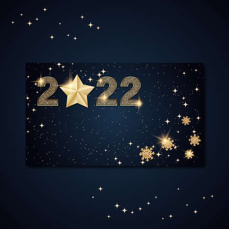 Christmas and New Year invitation card, horizontal flyer, discount coupon vector design template