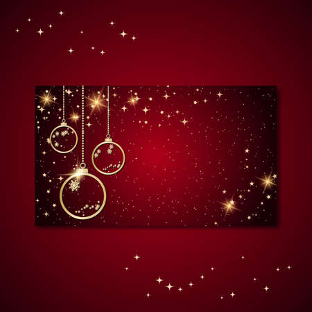 Christmas and New Year invitation card, horizontal flyer, discount coupon vector design templateのイラスト素材