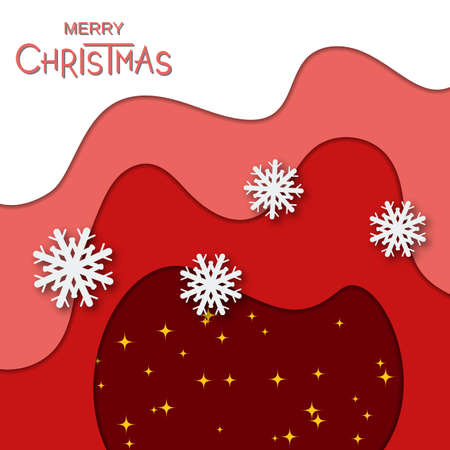 Christmas and New Year paper cut style vector illustrationのイラスト素材
