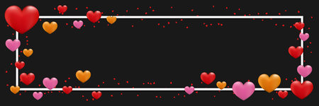 Valentine's Day horizontal banner, greeting card, coupon design vector template