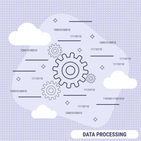 Data processing, information computing flat design style vector concept illustrationのイラスト素材