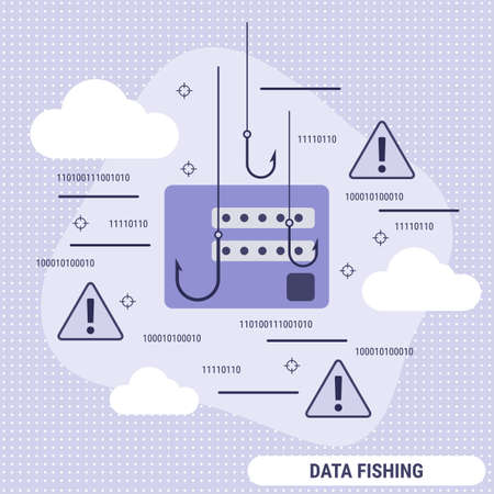 Data fishing, cyber crime, internet security flat design style vector concept illustrationのイラスト素材