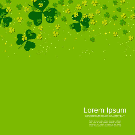 St.Patrick's Day green vector background with clover leavesのイラスト素材
