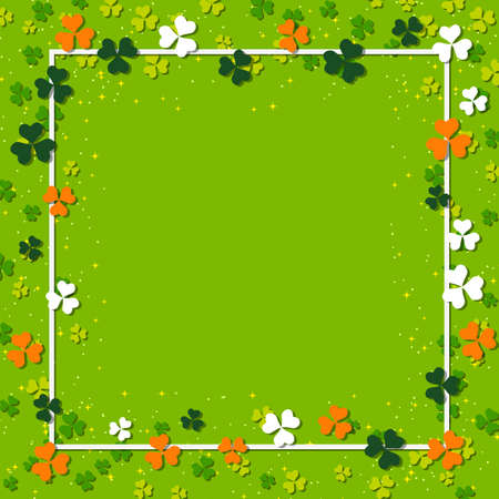 St.Patrick's Day green vector background with clover leavesのイラスト素材