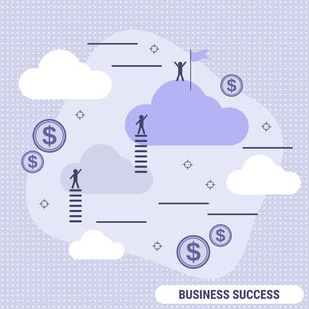 Business success, career ladder flat design style vector concept illustrationのイラスト素材