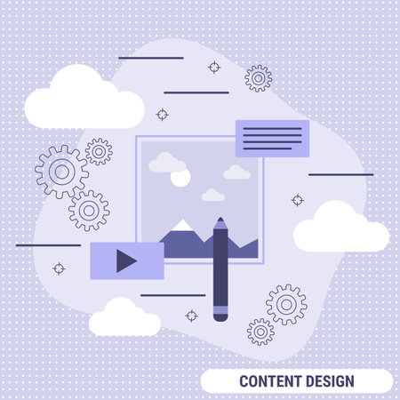 Content design, digital graphic flat design style vector concept illustrationのイラスト素材
