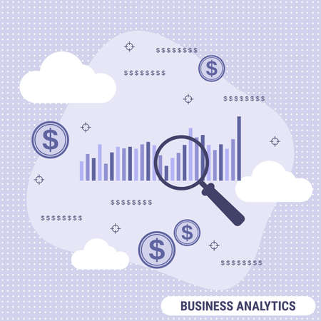 Business analytics, financial report flat design style vector concept illustrationのイラスト素材