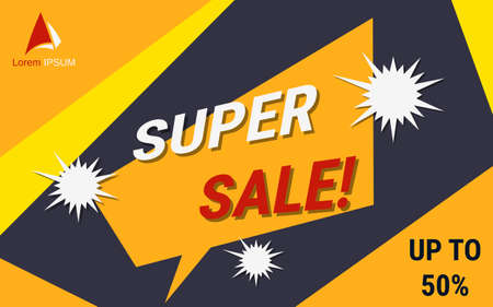 Super sale, promotion, discount banner vector design templateのイラスト素材