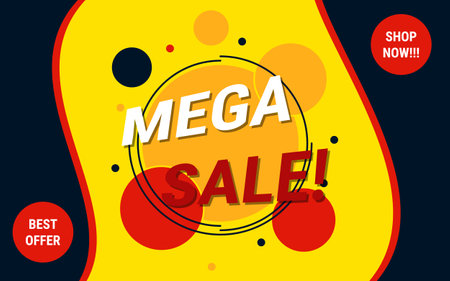 Mega sale, promotion, discount banner vector design templateのイラスト素材