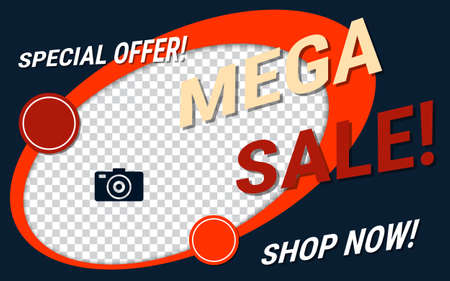 Mega sale, promotion, discount banner vector design template
